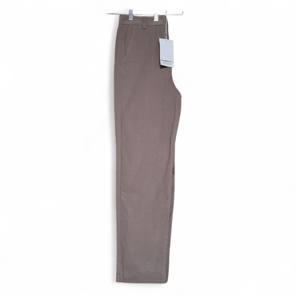 COS 12 New Womens Organic Cotton Corduroy Chino Pants Beige Straight High Rise - Picture 9 of 9